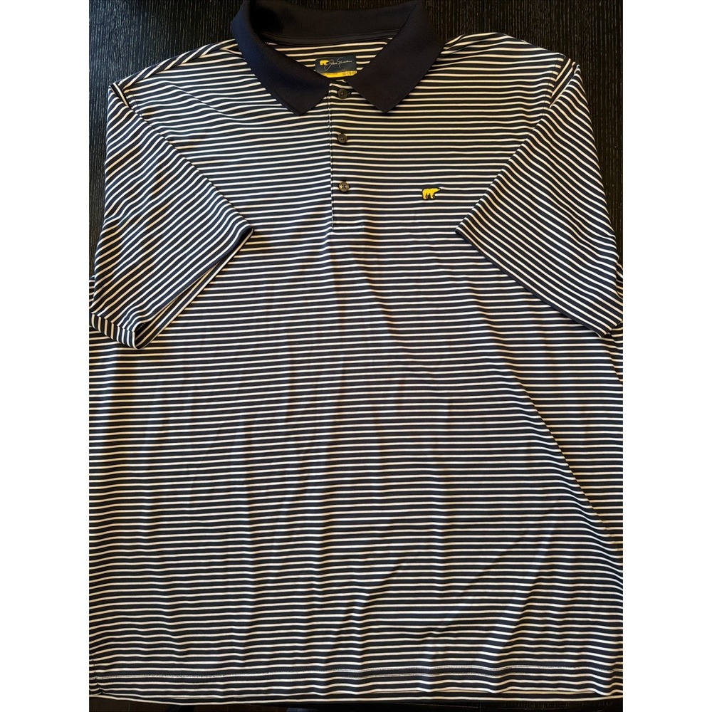 Jack Nicklaus Golden Bear Navy White Stripe Performance Polo Mens XXL (D)